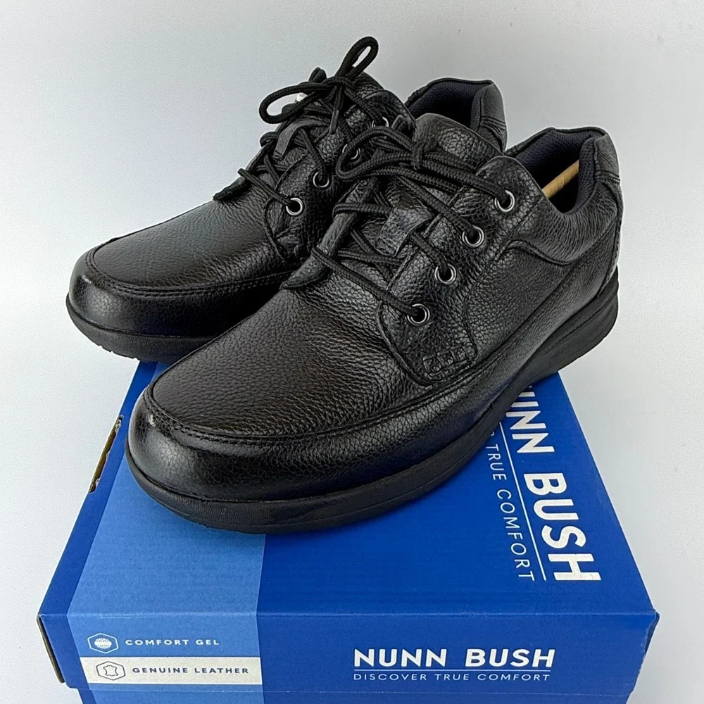 Nunn Bush Cam Oxford Dress Shoes Mens 11 M Black Tumbled Leather Comfort Gel NIB